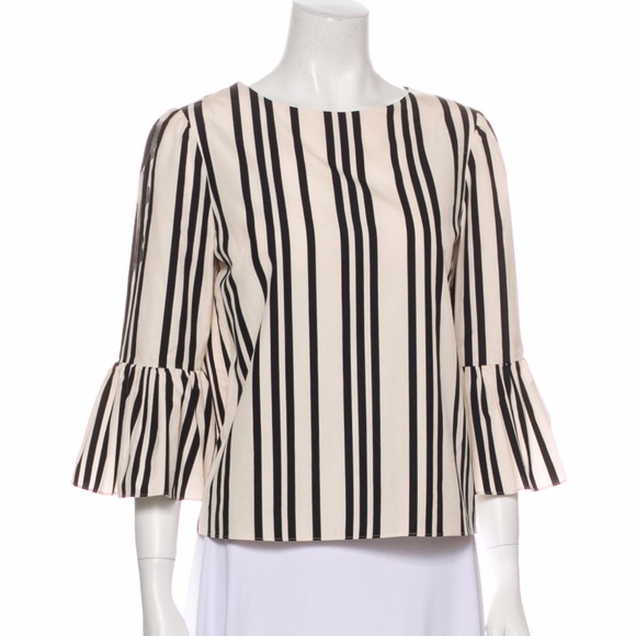 Alice + Olivia Tops - Alice + Olivia Striped Bateau Neckline Blouse